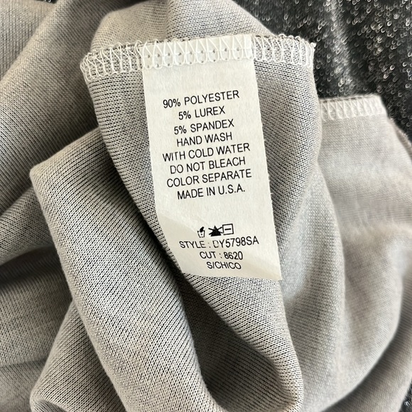 💘 CES FEMME - CHARCOAL GRAY SHIMMER SPARKLE RUFFLE SLEEVE MATERNITY DRESS - Picture 9 of 9